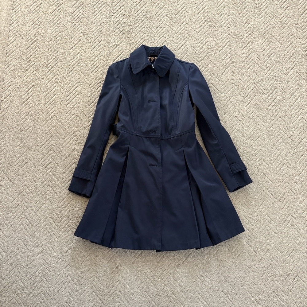 Laundry By Shelli Segal Navy Blue Trench Coat Jacket XS